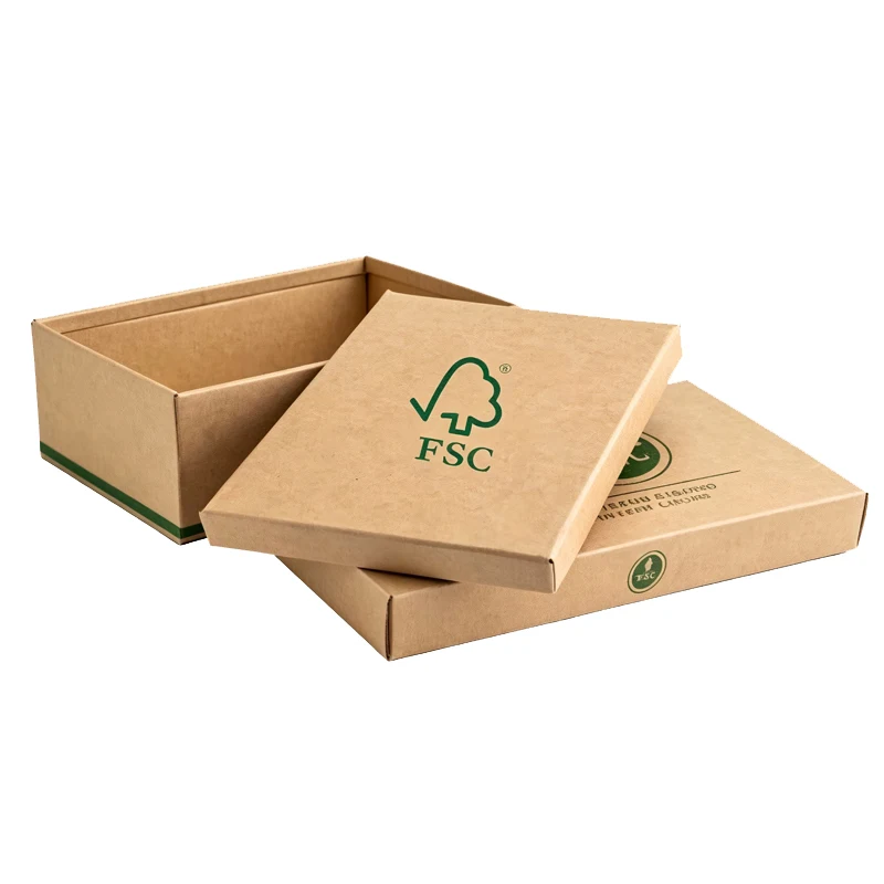 FSC-certified recycled kraft gift box printed with water-based inks — PPWR-ready sustainable packaging