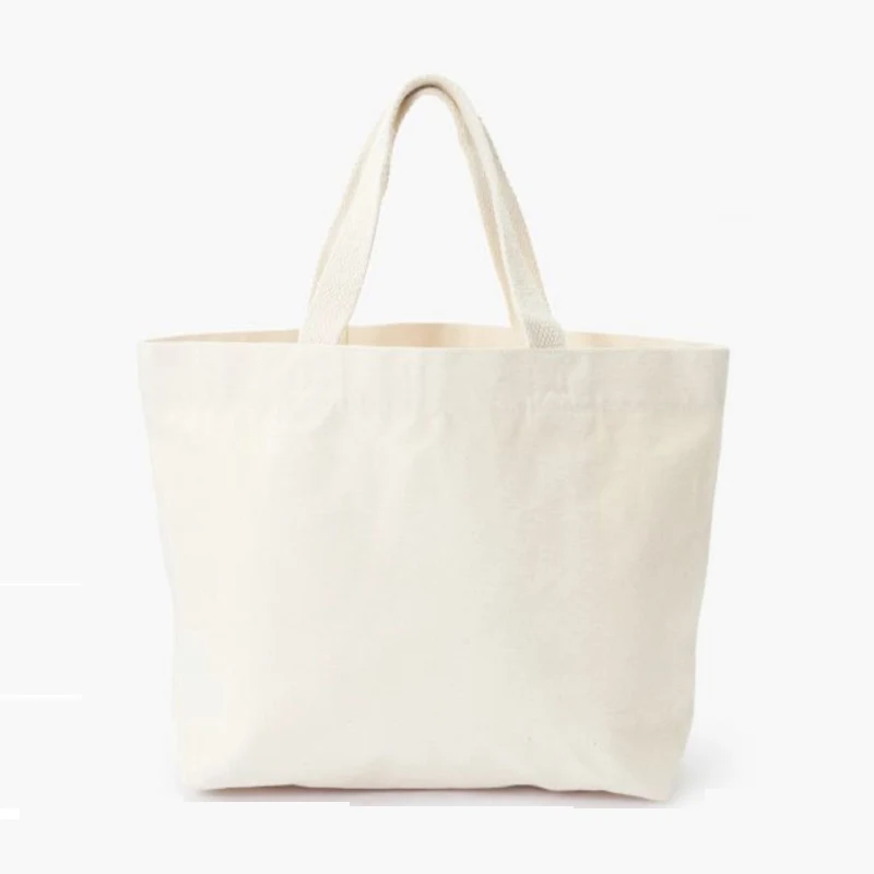 Natural cotton canvas tote bag with handles