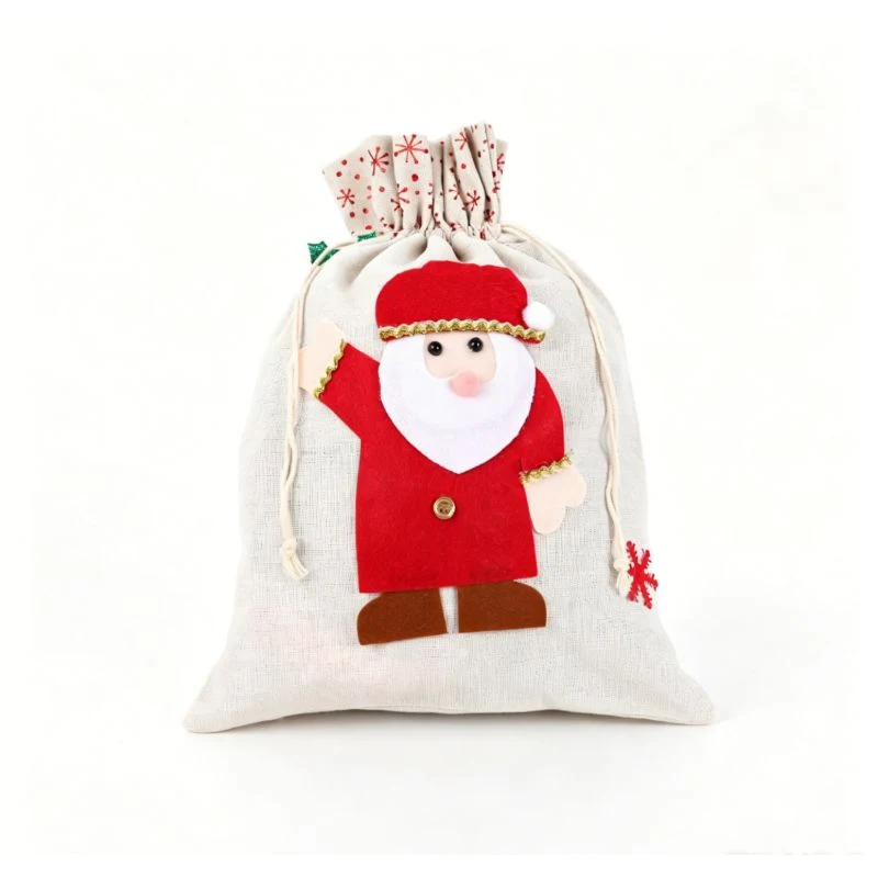 Red and natural linen wine bottle gift bag