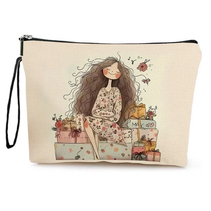 Natural brown linen drawstring gift pouch