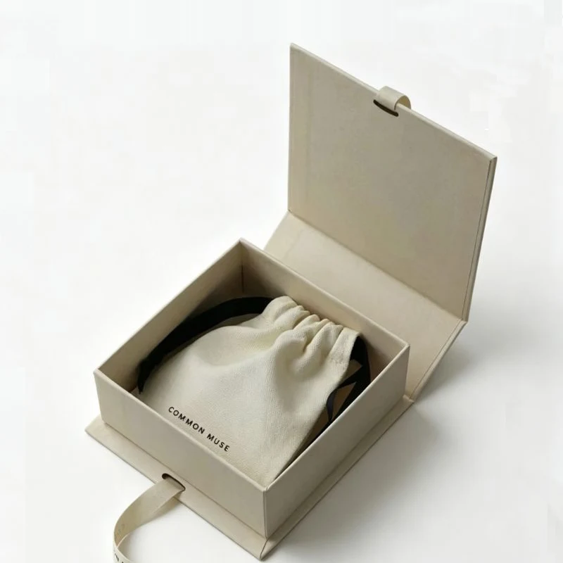 Ivory magnetic gift box with velvet pouch insert