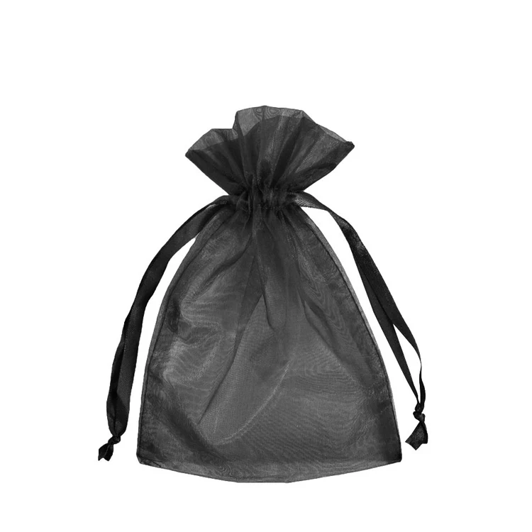 Black sheer organza gift pouch, empty