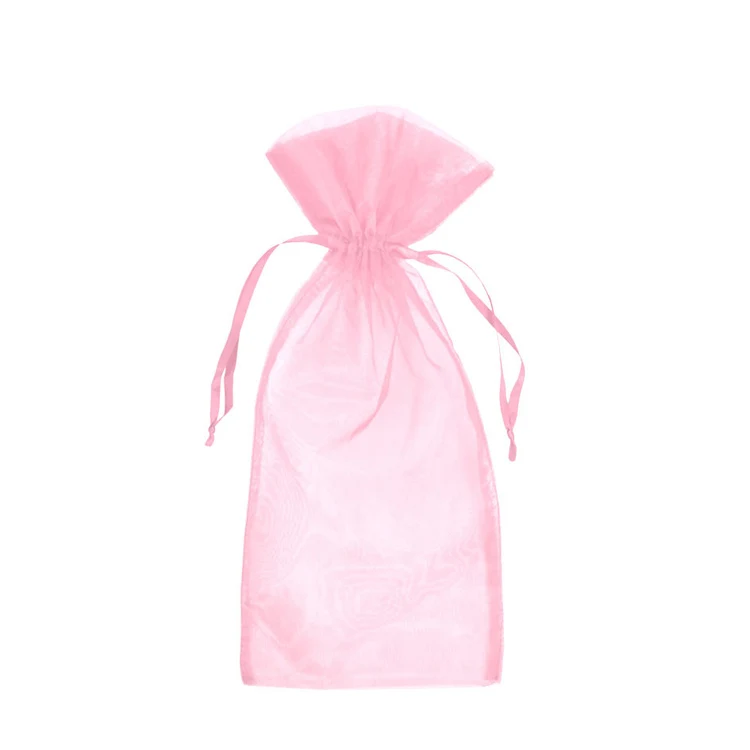 Light pink sheer organza gift pouch, empty