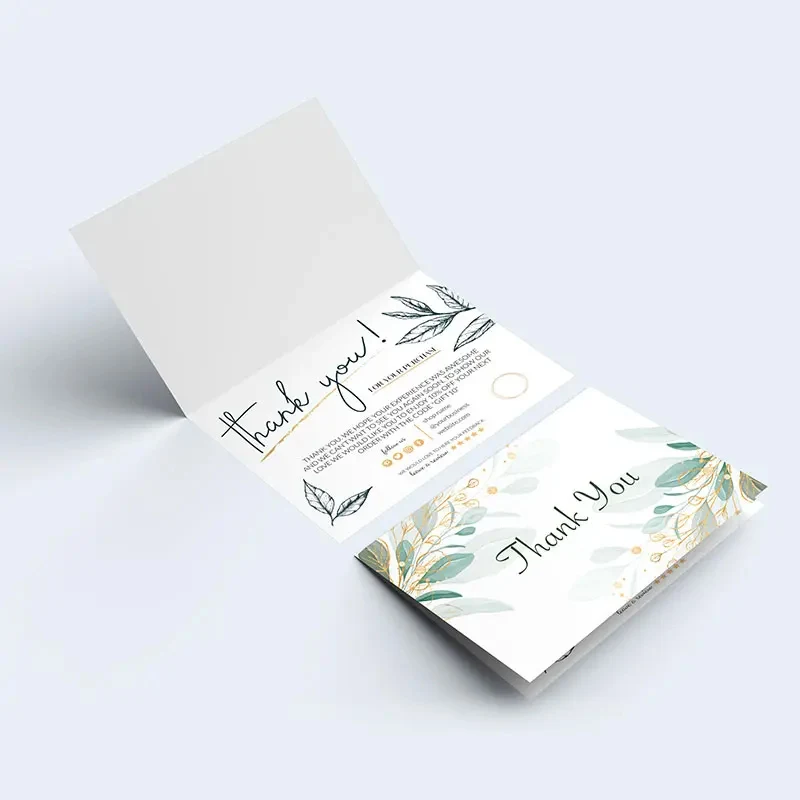 Floral thank you card insert for custom packaging