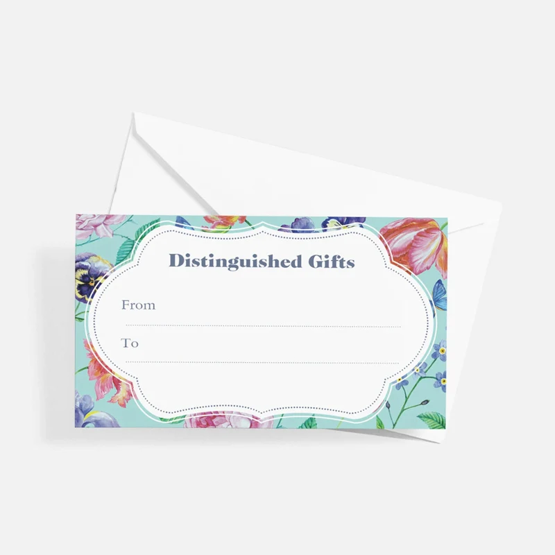 Custom floral gift tag card with matching envelope