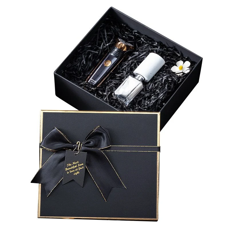 Kraft rigid gift box with clear window and ribbon