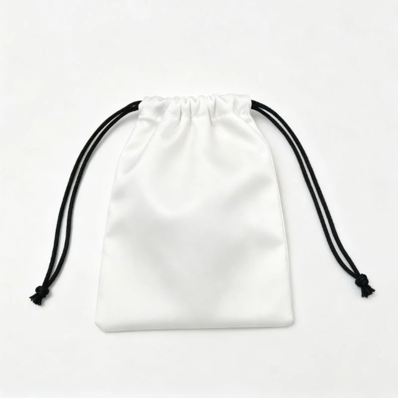 Custom satin drawstring pouch for skincare gift sets — Genesis Bags