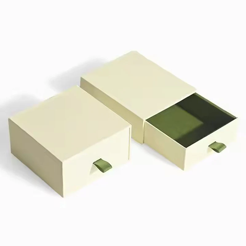 Ivory sliding drawer box with clear window
